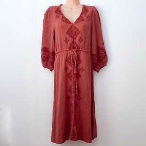 Lucky Brand Rust Orange Boho Midi Dress-New!